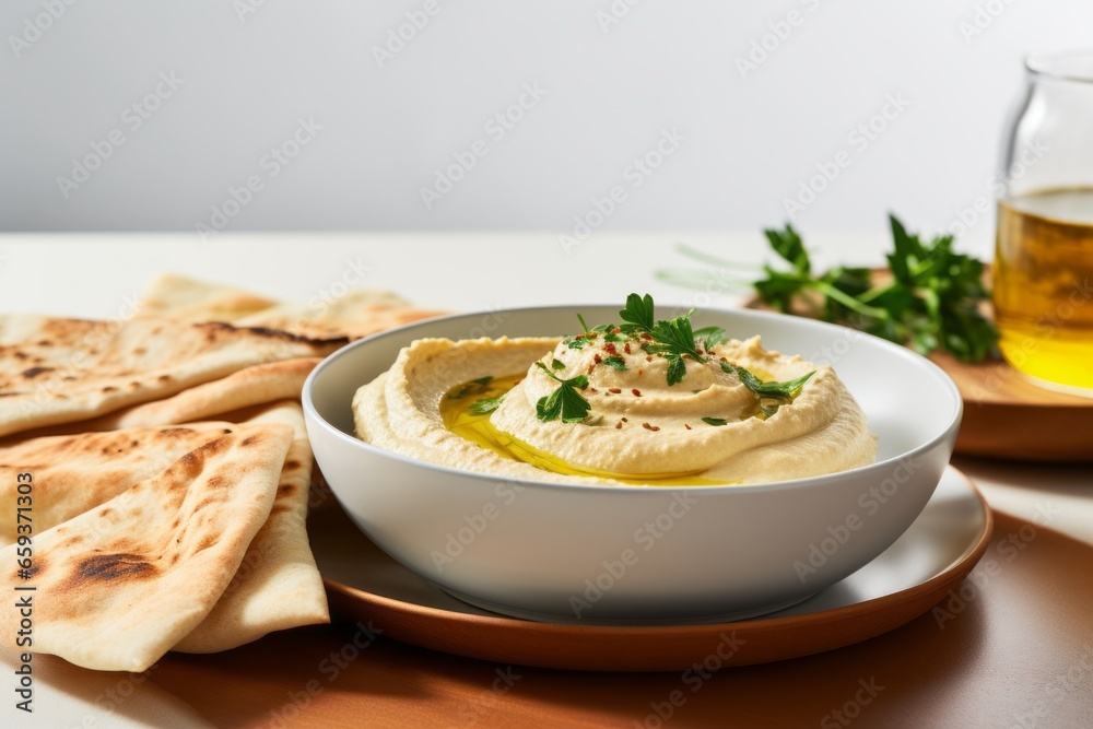 Traditional dish of arabic cuisine baba ganoush made of roasted