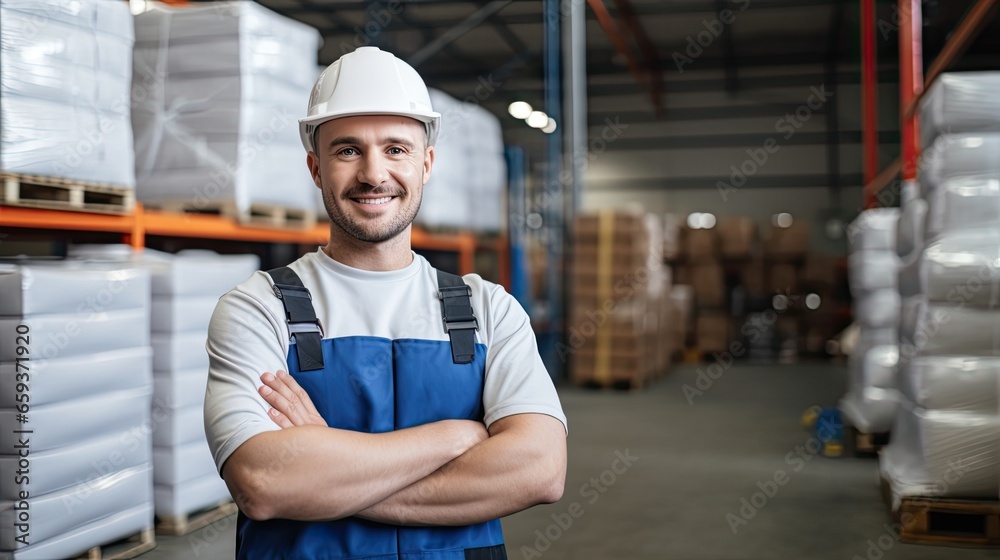 Male factory worker posing with arms crossed Male factory worker posing with arms crossed