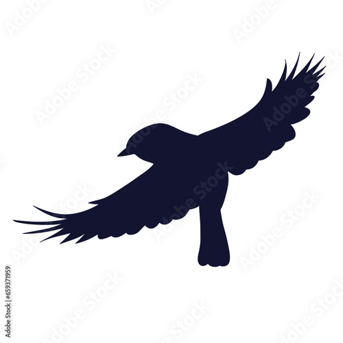 tit flying silhouette, on a white background, vector