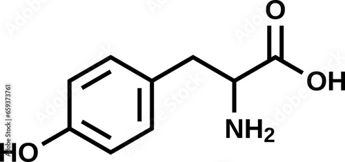 Amino acid tyrosine structural formula, vector illustration
