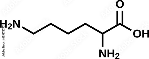 Amino acid lysine structural formula, vector illustration