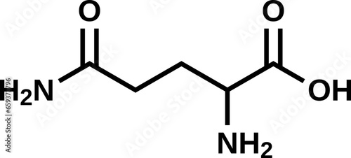 Amino acid glutamine structural formula, vector illustration photo