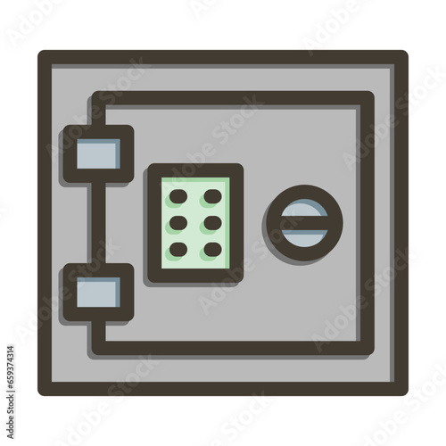 Strongbox Vector Thick Line Filled Colors Icon Design