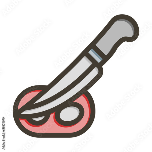 Meat Cut Vector Thick Line Filled Colors Icon Design