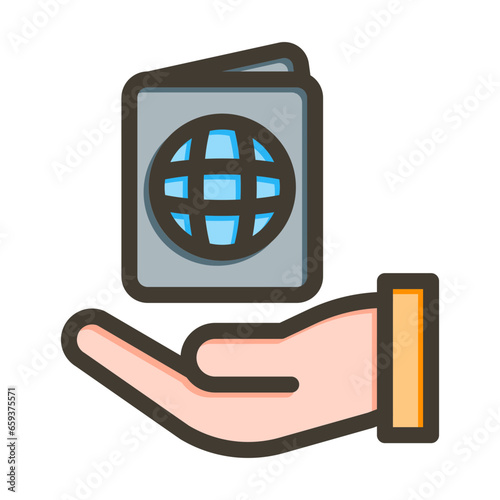 Citizenship Vector Thick Line Filled Colors Icon Design