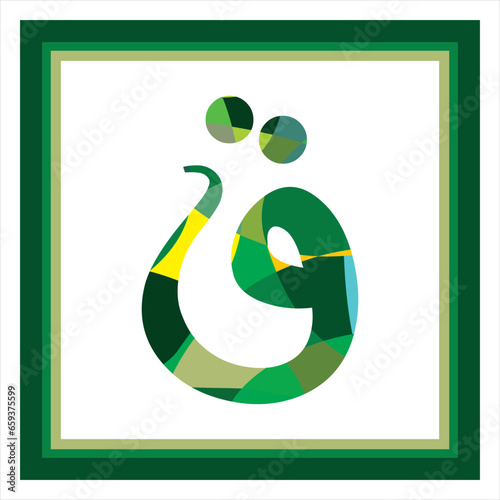 Arabic Alphabet free style green
Arabic typography design on white green border 