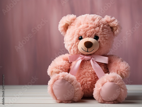 teddy bear with pink ribbon