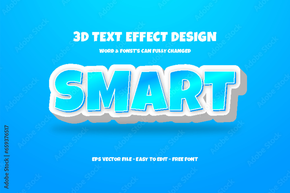 Smart, 3D Editable Text Effect Vector Design.