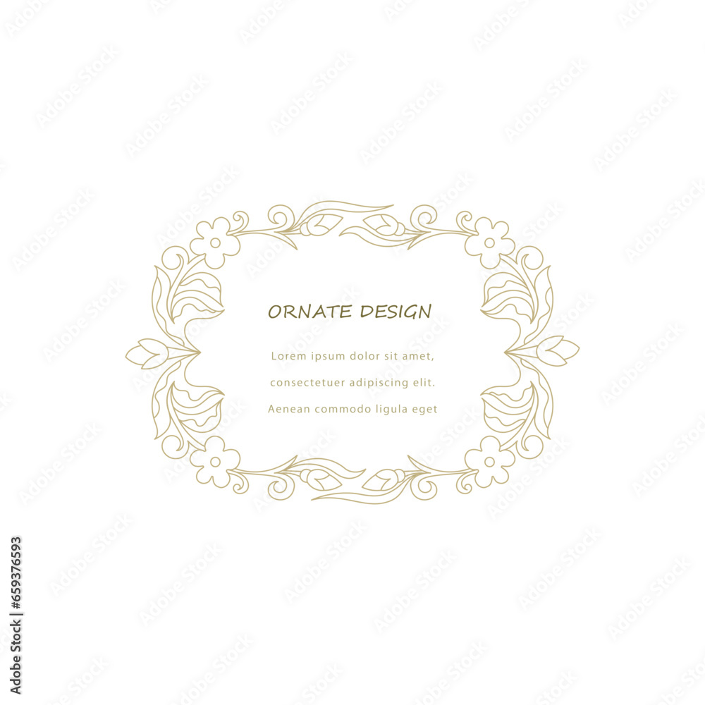 Vector ornamental decorative frame. Elegant ornate element for design template, place for text. Luxury floral border. Lace decor for birthday and greeting card, wedding invitation,certificate.