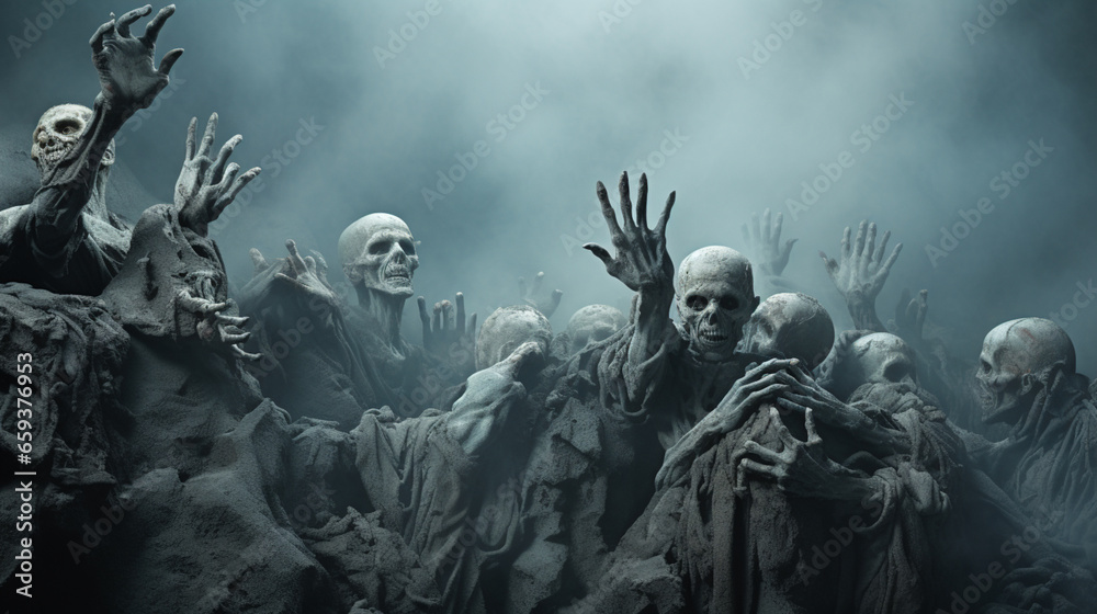 Ghost scenery, Halloween background, Zombie Apocalypse, scary haunted cemetery