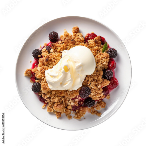 Mixed Berry Crumb Display on Transparent Background.