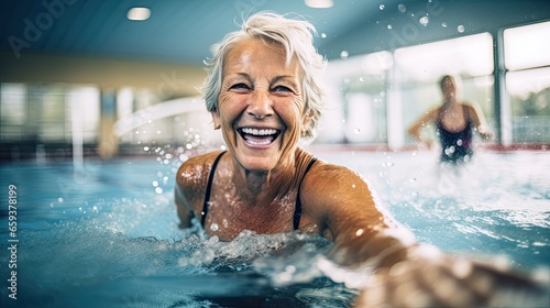 Senior women enjoying aqua fit class © AdriFerrer