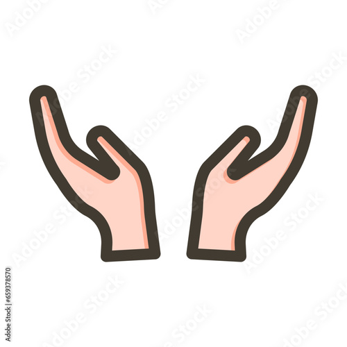 Hand Gesture Vector Thick Line Filled Colors Icon Design