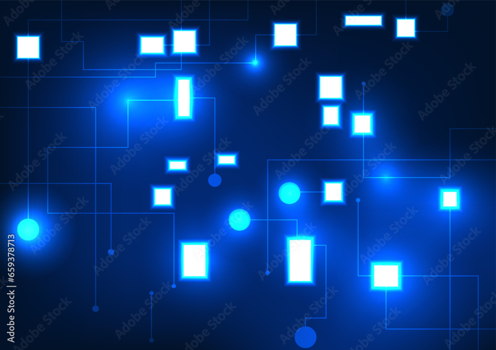 Circuit board technology abstract background Circuit board lines connected to an electronic system that is transmitting operational commands to various parts for processing and following commands