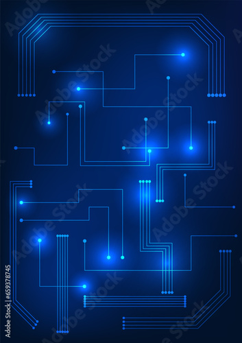 Abstract technology background The dimensional overlapping technology circuit line elements are fascinating. Technology vector illustration, wallpaper, poster