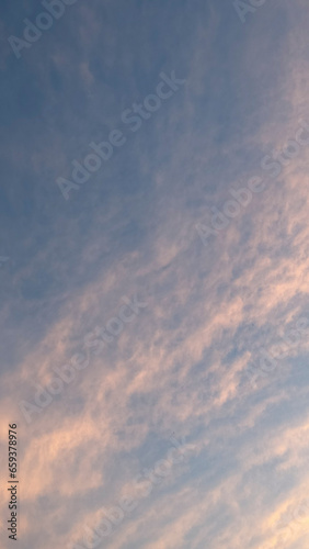 Cloudy sunset sky. White cloud with blue sky background