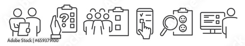 Survey concept - editable vector line icon set on white background