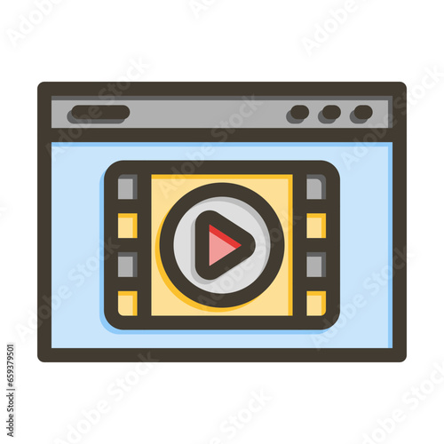 Video Vector Thick Line Filled Colors Icon Design