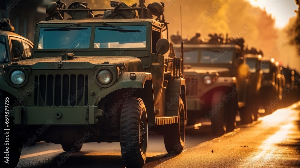 Off-Road Adventure: A Versatile Military Vehicle for Transport Enthusiasts, generative AI