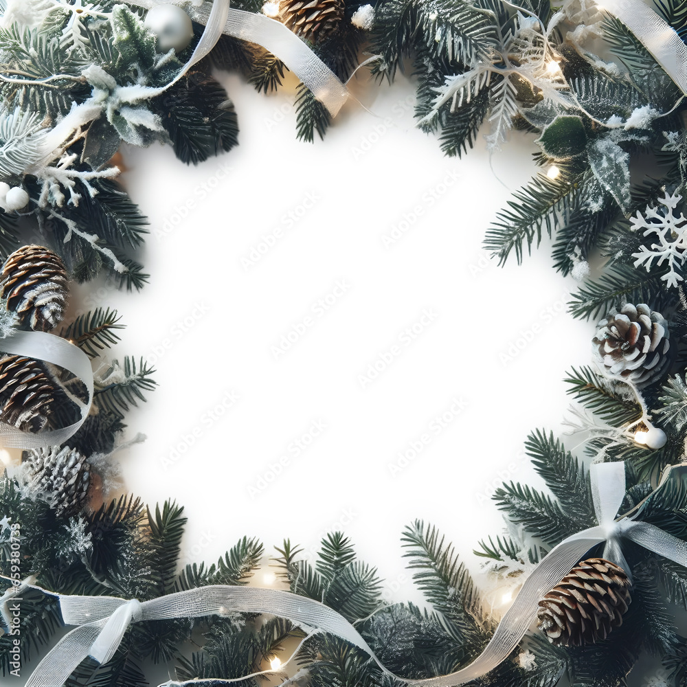 Naklejka premium Christmas wreath with ornaments
