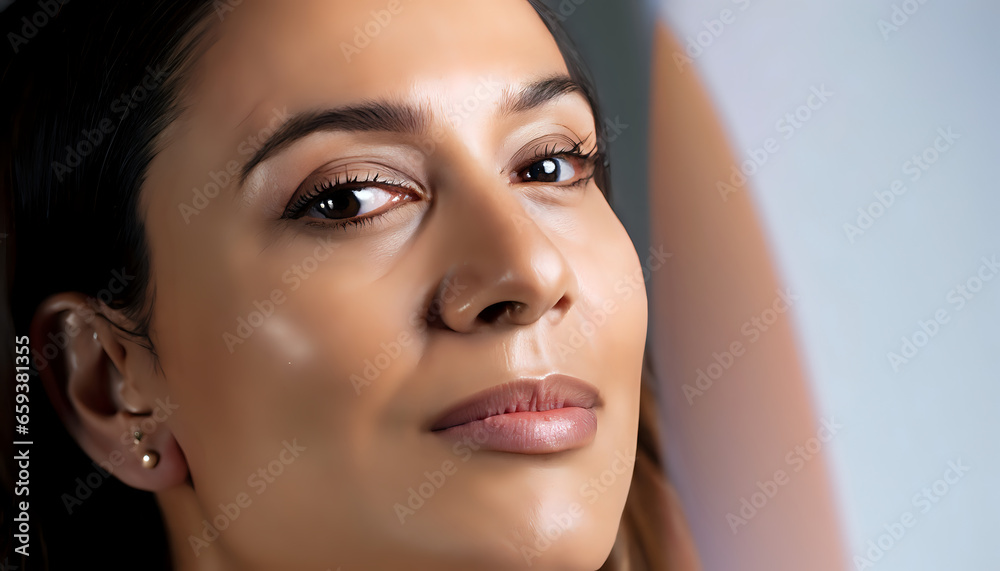 close up portrait of a woman, Spa Serenity: Beautiful Woman's Fresh Complexion, AI Generated close up portrait of a woman, Spa Serenity: Beautiful Woman's Fresh Complexion, AI Generated