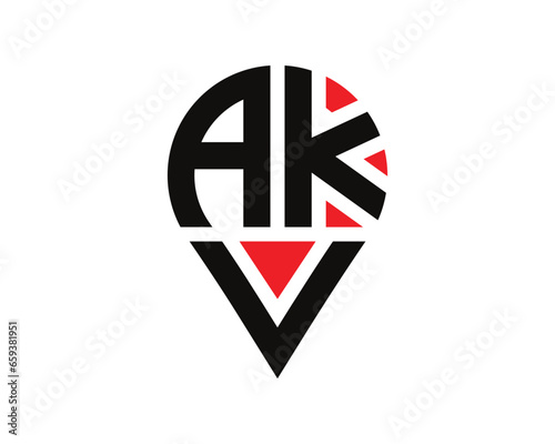 Free Download Location shape AKV letter logo design. AKV location logo simple design. - GFXLoad