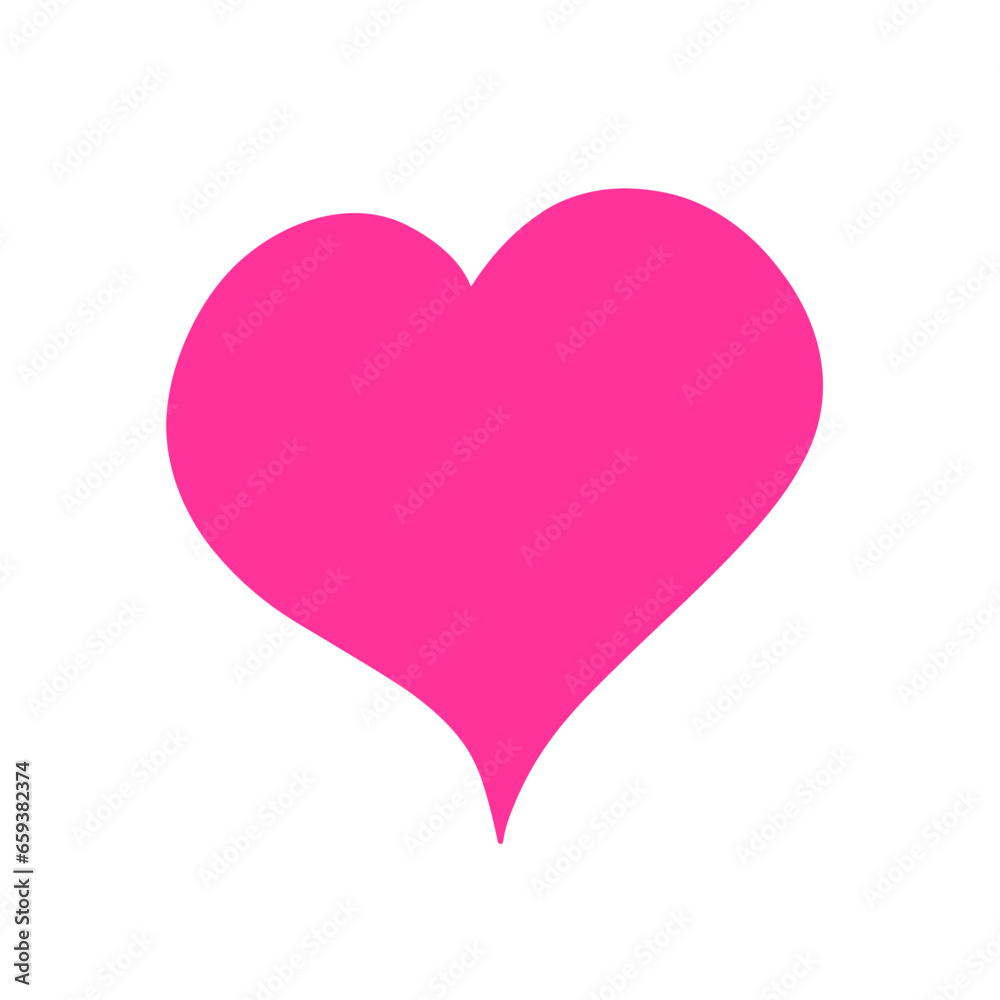 Hand drawn cute pink heart isolated on white background. Love symbol. Vector illustration