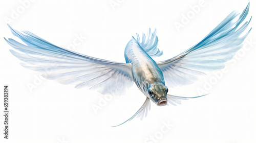 Flying fish isolated on white background