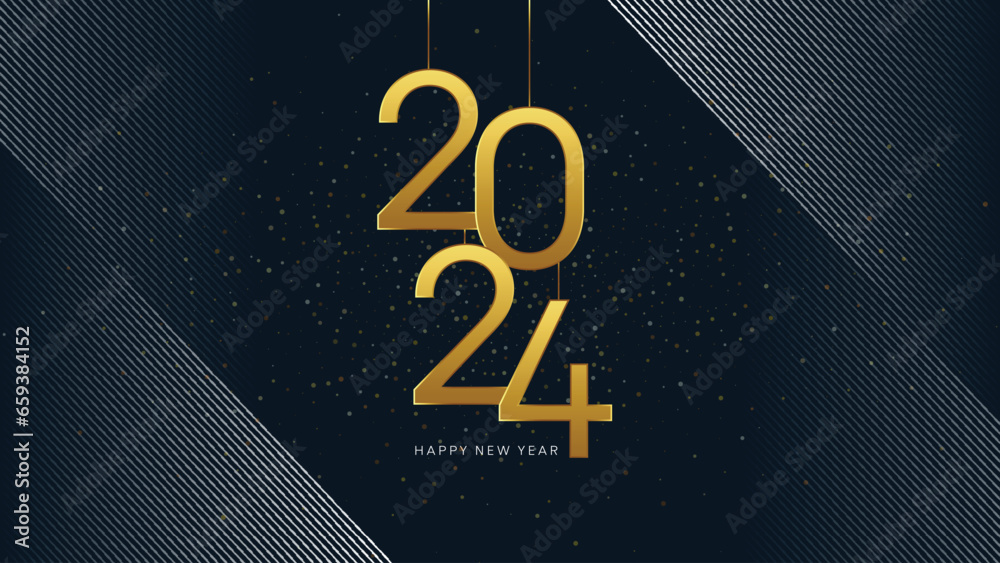 happy New Year 2024 vector design free download 