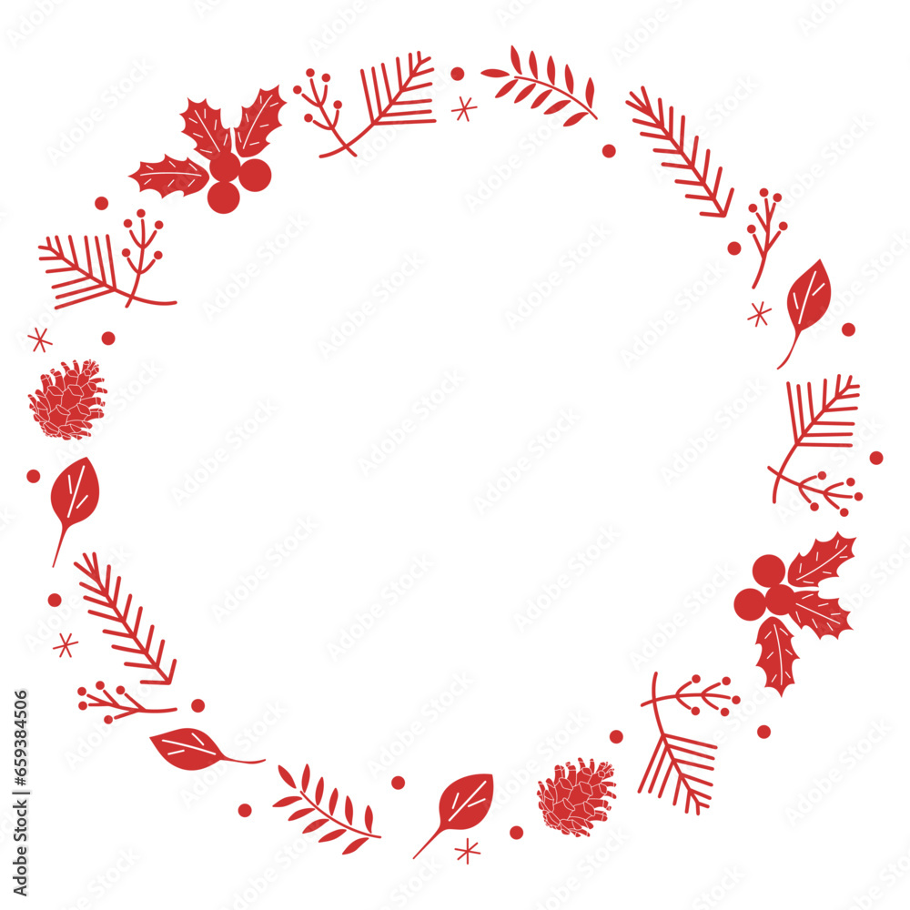 冬の植物、装飾フレーム、クリスマスフレーム、ベクター