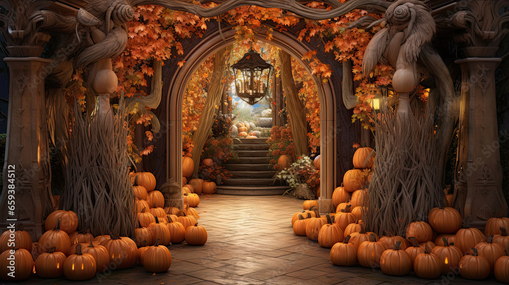 Fototapeta premium Pumpkin-Covered Archway