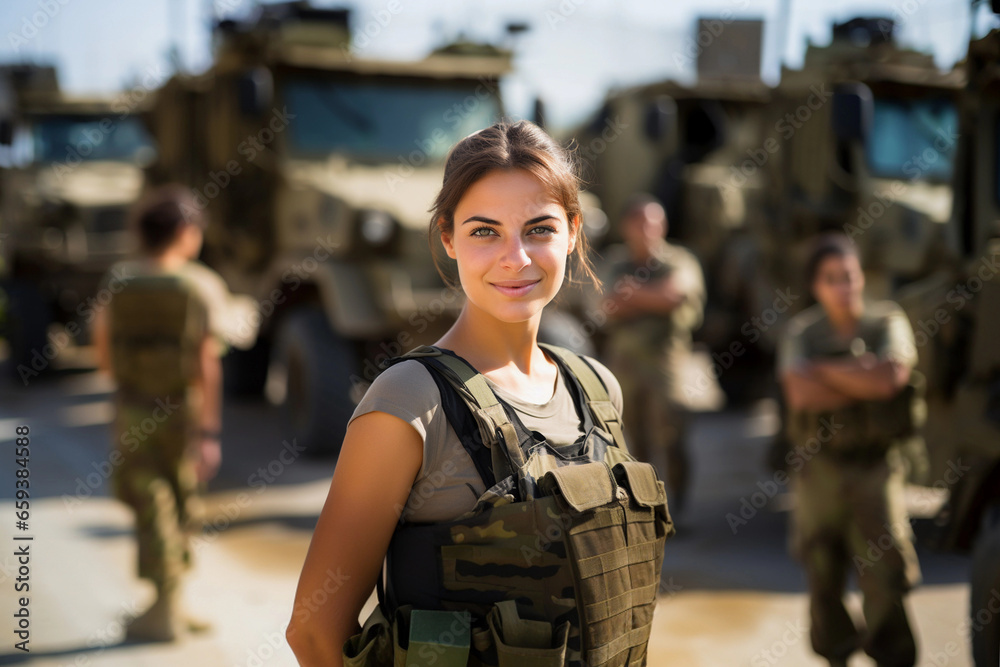Portrait of an Israeli female soldier - obrazy, fototapety, plakaty 