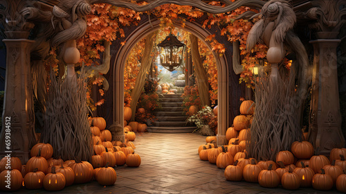 Pumpkin-Covered Archway