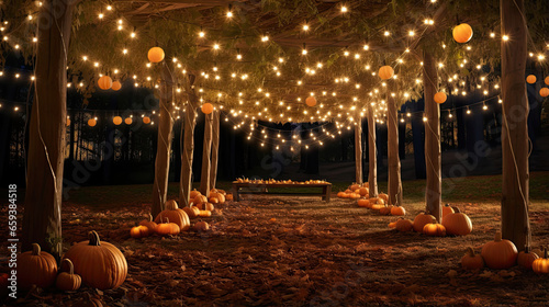 Pumpkin Patch Under a Glittering Canopy