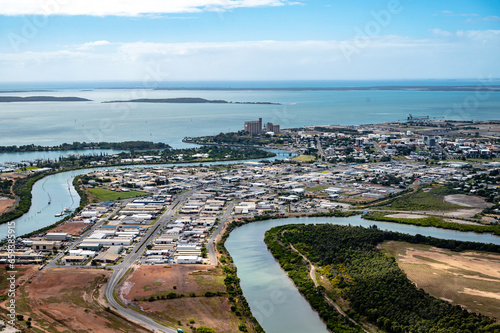 Aerial view of Gladstone harbour, Queensland, Australia.