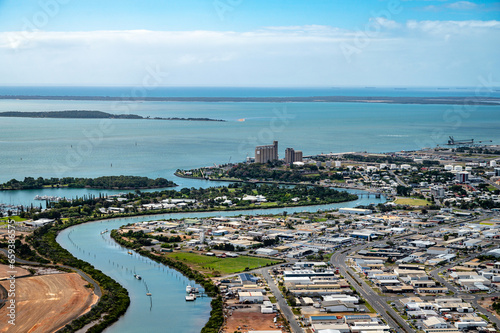 Aerial view of Gladstone harbour, QLD