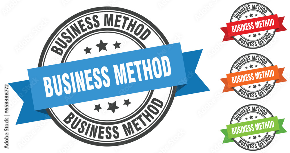 business method stamp. round band sign set. label