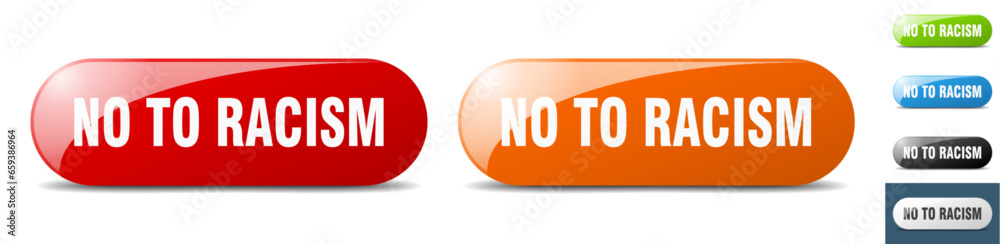 no to racism button. key. sign. push button set no to racism button. key. sign. push button set