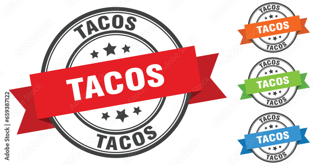 Obraz premium tacos stamp. round band sign set. label