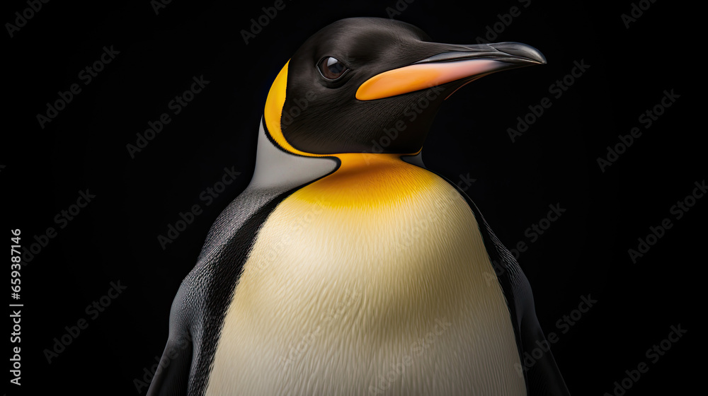 Naklejka premium Graceful emperor penguin on black background