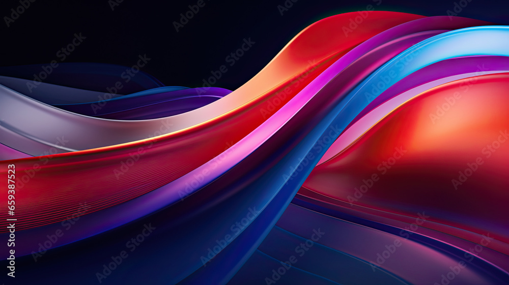 Abstract Waves of Rainbow Colors. Colorful Fabric in Flow - obrazy, fototapety, plakaty 