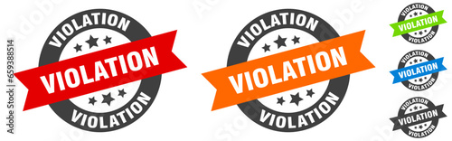 violation stamp. violation round ribbon sticker. tag