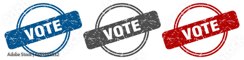 vote stamp. vote sign. vote label set