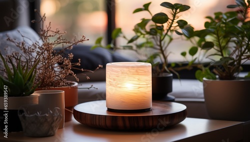 Burning candles. Cozy home decor, atmosphere of relax and aromatherapy concept.