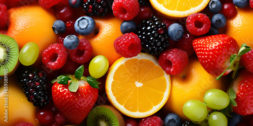Natural fruit wallpaper background with fresh different fruits  © TatjanaMeininger