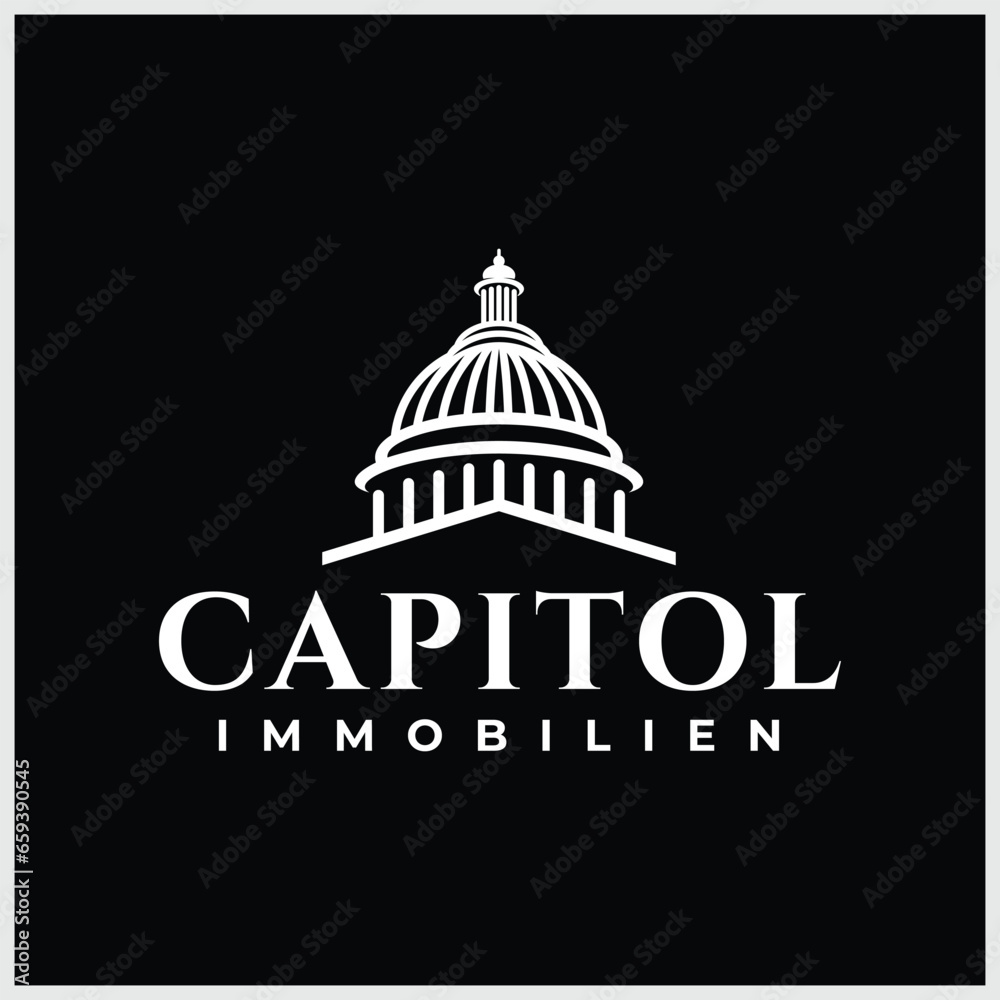 Creative Capitol building logo vector a Government icon Premium design Iconic Landmark illustrations