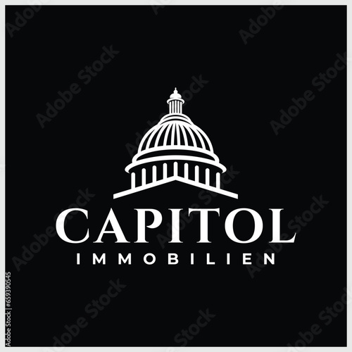 Creative Capitol building logo vector a Government icon Premium design Iconic Landmark illustrations