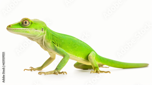 Green anole isolated on white background