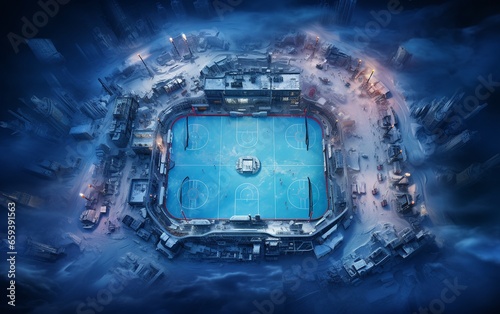 Overhead View of an Ice Hockey Arena photo