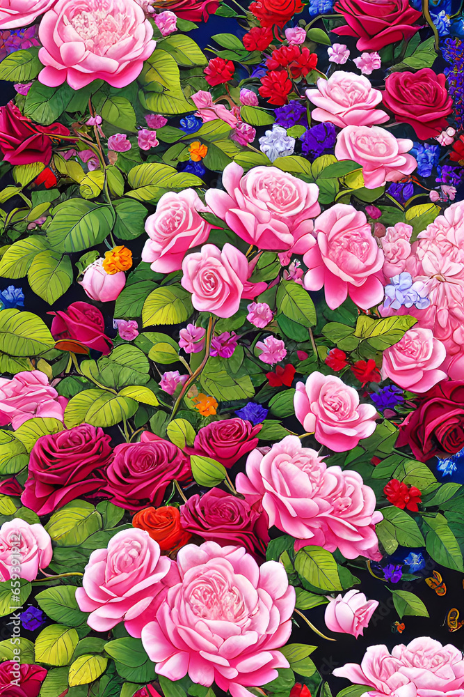 Rose garden background Ai generated Illustration